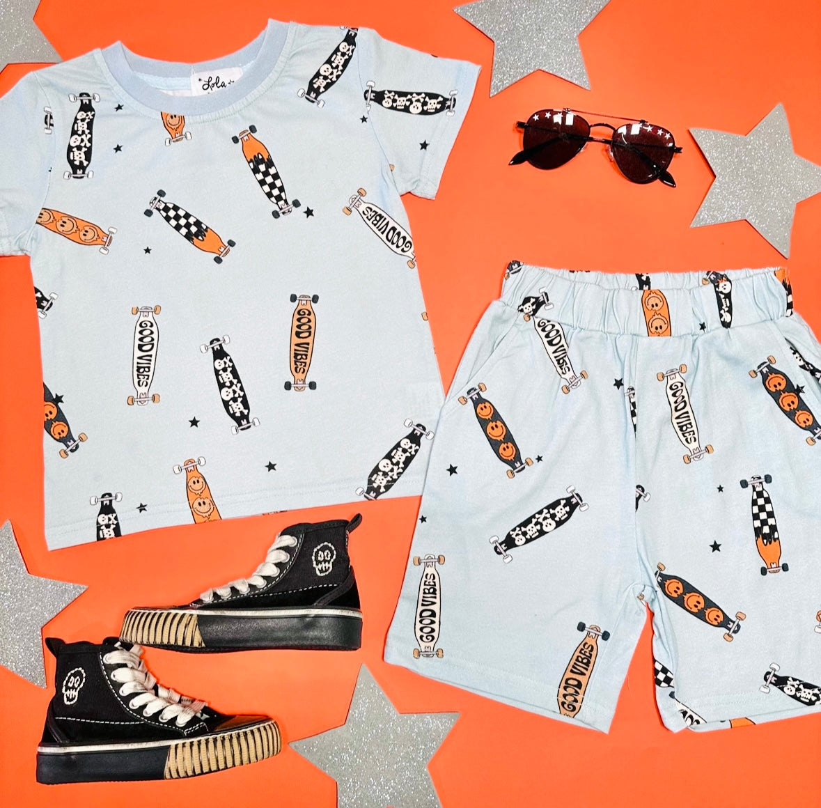 SKATEBOARD TSHIRT AND SHORTS SET