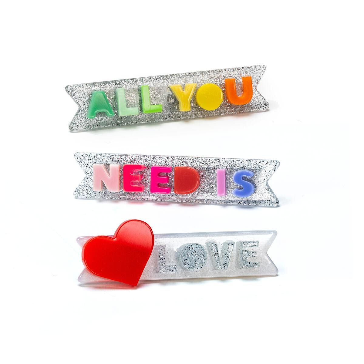 ALL YOU NEED IS LOVE ALLIGATOR CLIPS - LILIES & ROSES