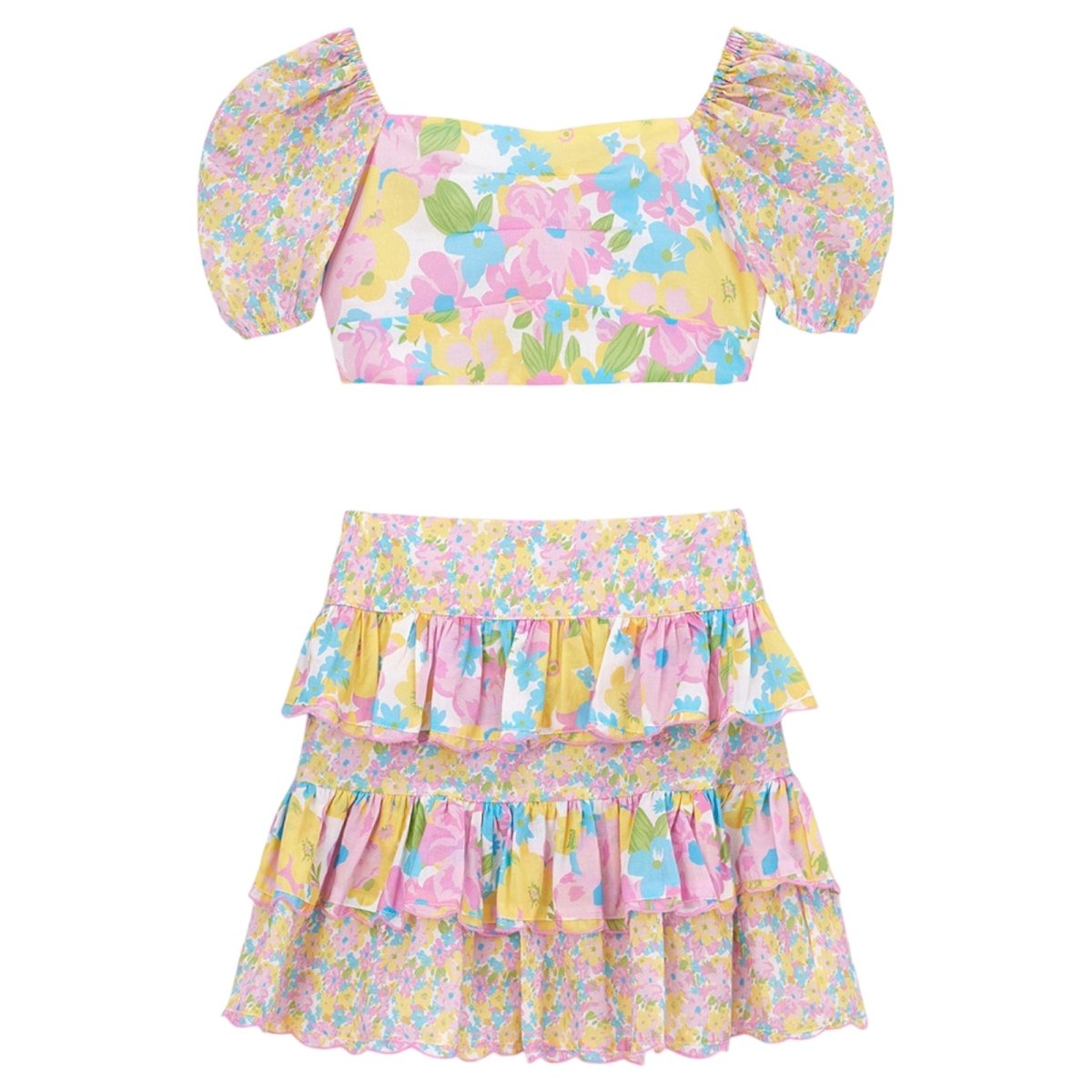 AMELIA PUFF SLEEVE TOP AND SKIRT SET (PREORDER) - MARLO