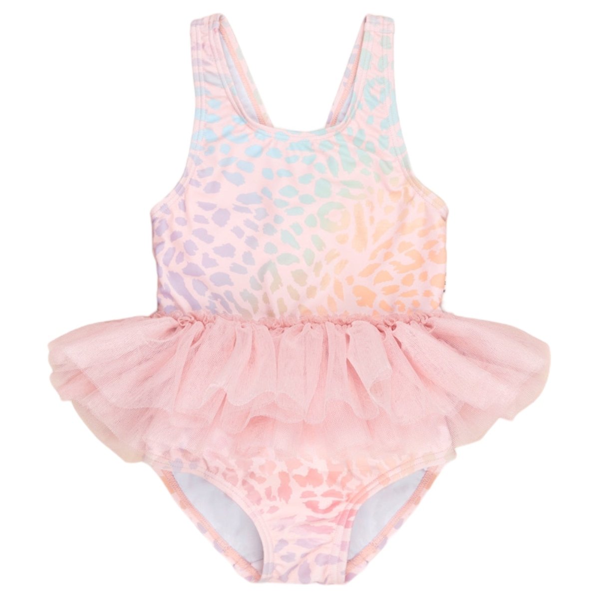 ANIMAL SWIRL TUTU ONE PIECE SWIMSUIT - HUXBABY