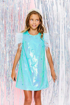 ANNA SEQUIN FEATHER DRESS (PREORDER) - LOLA AND THE BOYS