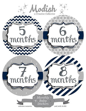 ASSORTED PATTERN MONTHLY BABY STICKERS - MONTHLY STICKERS