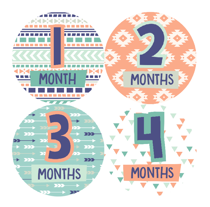AZTEC PRINT MONTHLY BABY STICKERS - MONTHLY STICKERS