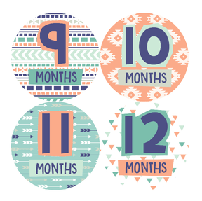 AZTEC PRINT MONTHLY BABY STICKERS - MONTHLY STICKERS
