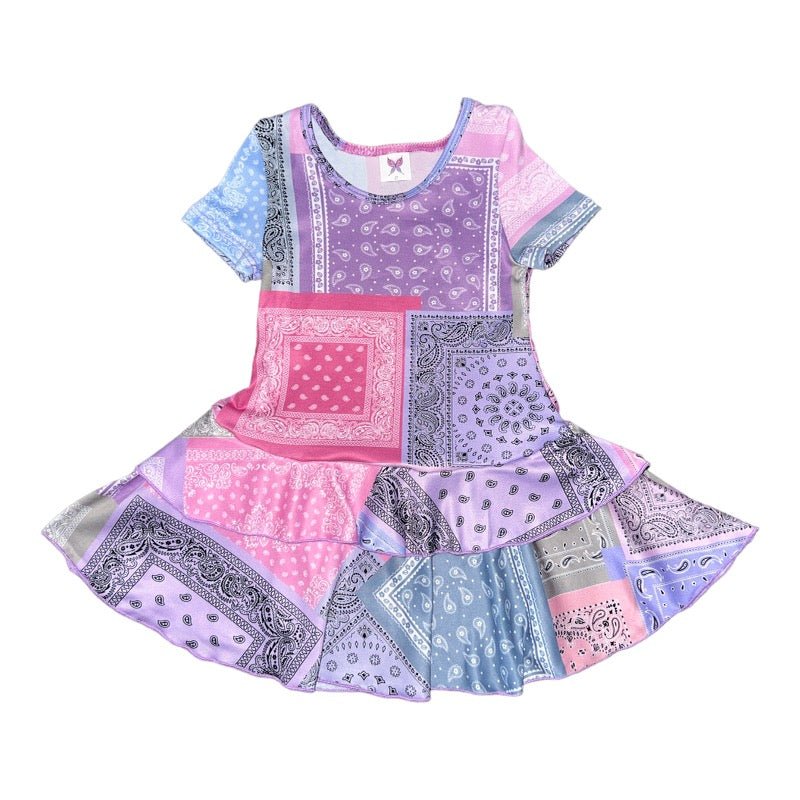 BANDANA COLORBLOCK RUFFLE DRESS - SOCIAL BUTTERFLY