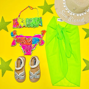 BANDANA NEON EMY TWO PIECE BANDEAU BIKINI - MC2 SAINT BARTH KIDS