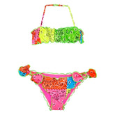 BANDANA NEON EMY TWO PIECE BANDEAU BIKINI - MC2 SAINT BARTH KIDS
