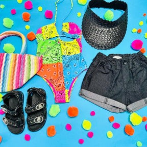 BANDANA NEON ONE PIECE SWIMSUIT - MC2 SAINT BARTH KIDS