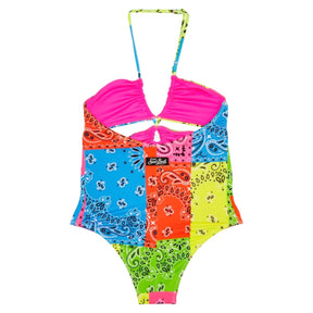 BANDANA NEON ONE PIECE SWIMSUIT - MC2 SAINT BARTH KIDS