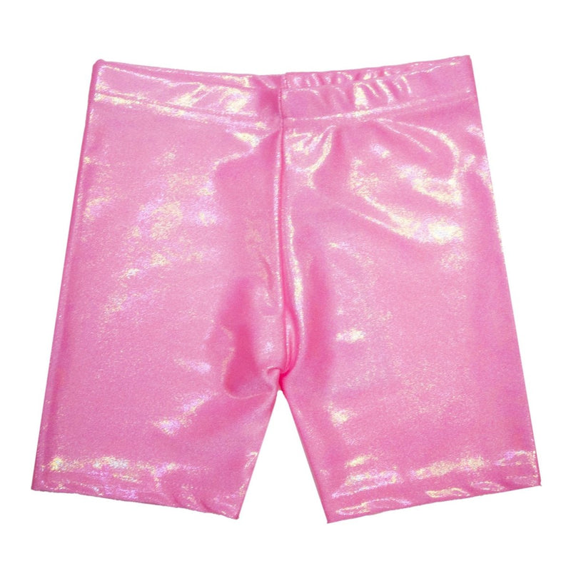 BUBBLEGUM METALLIC BIKER SHORTS