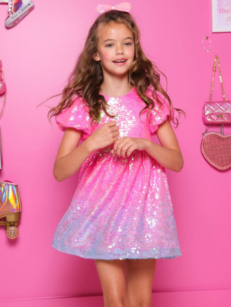 BUBBLEGUM SEQUIN DRESS (PREORDER) - LOLA AND THE BOYS