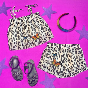 BUTTERFLY LEOPARD TANK TOP AND SHORTS SET - SET