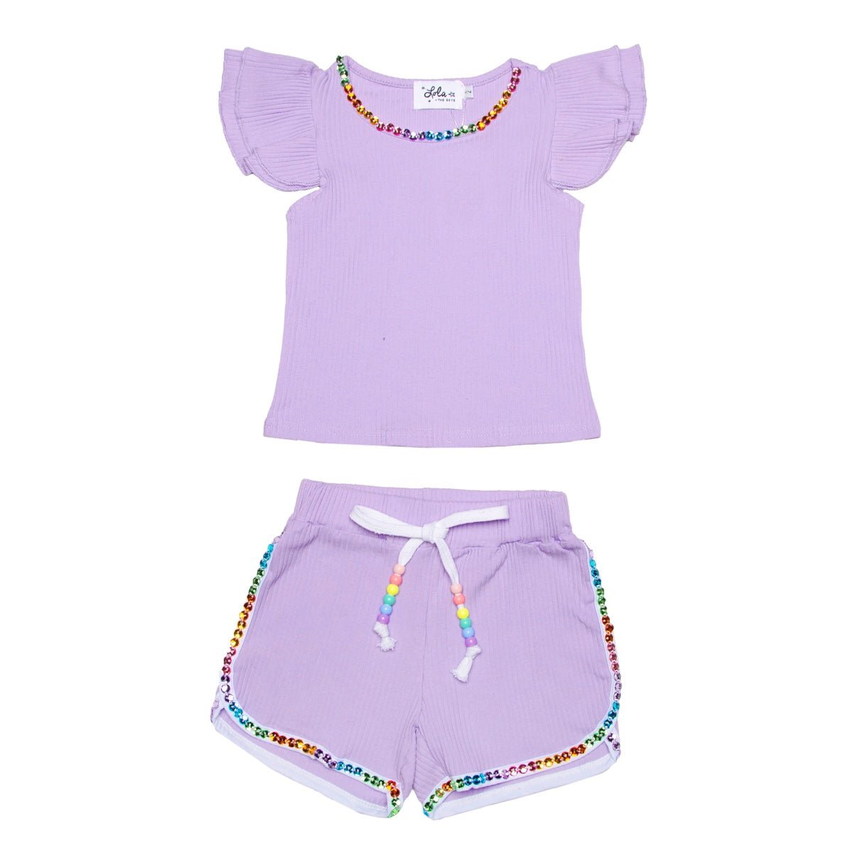 CANDY GEM RUFFLE TSHIRT AND SHORTS SET (PREORDER) - LOLA AND THE BOYS