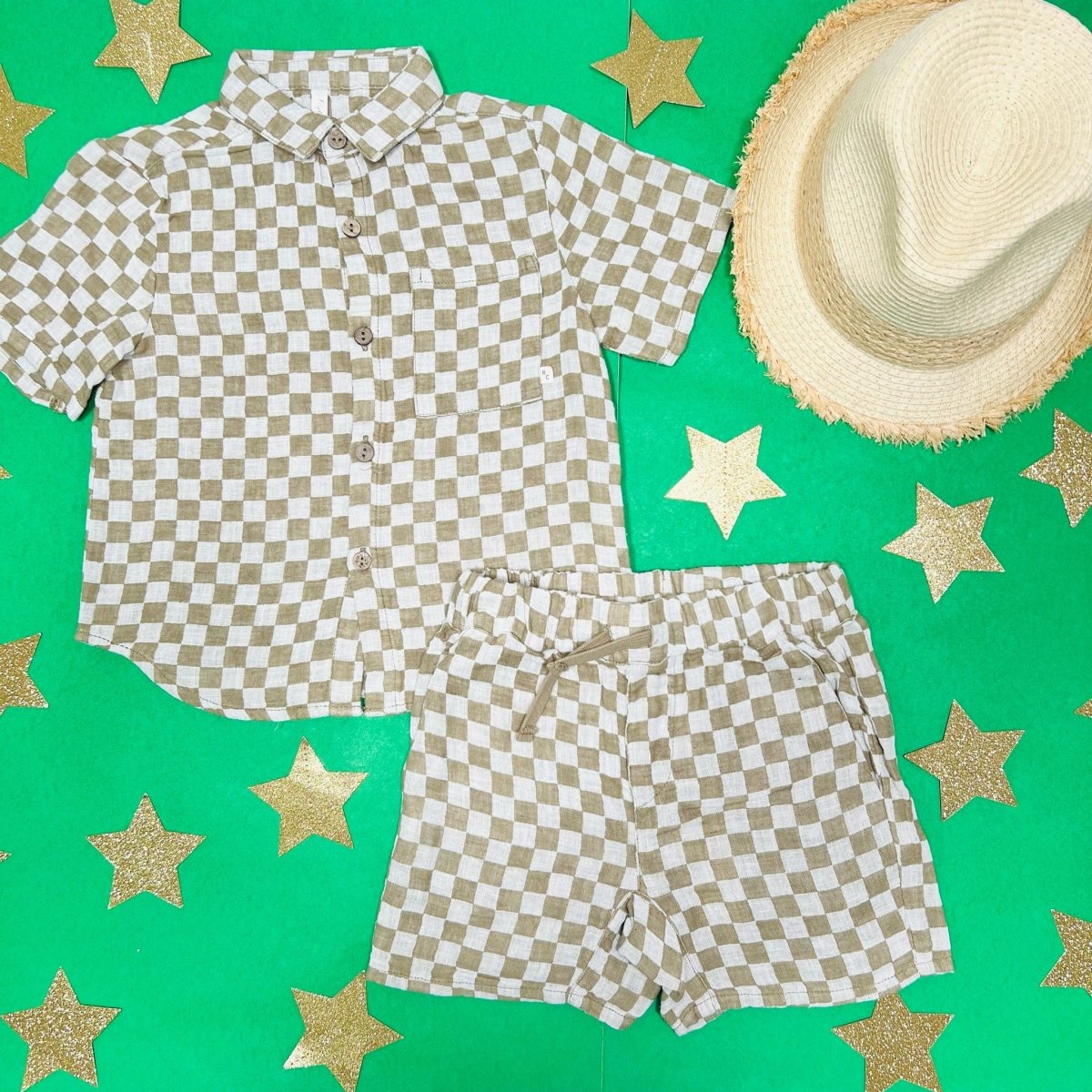 CHECK SHORT SLEEVE BUTTON DOWN TOP - BUTTON DOWNS