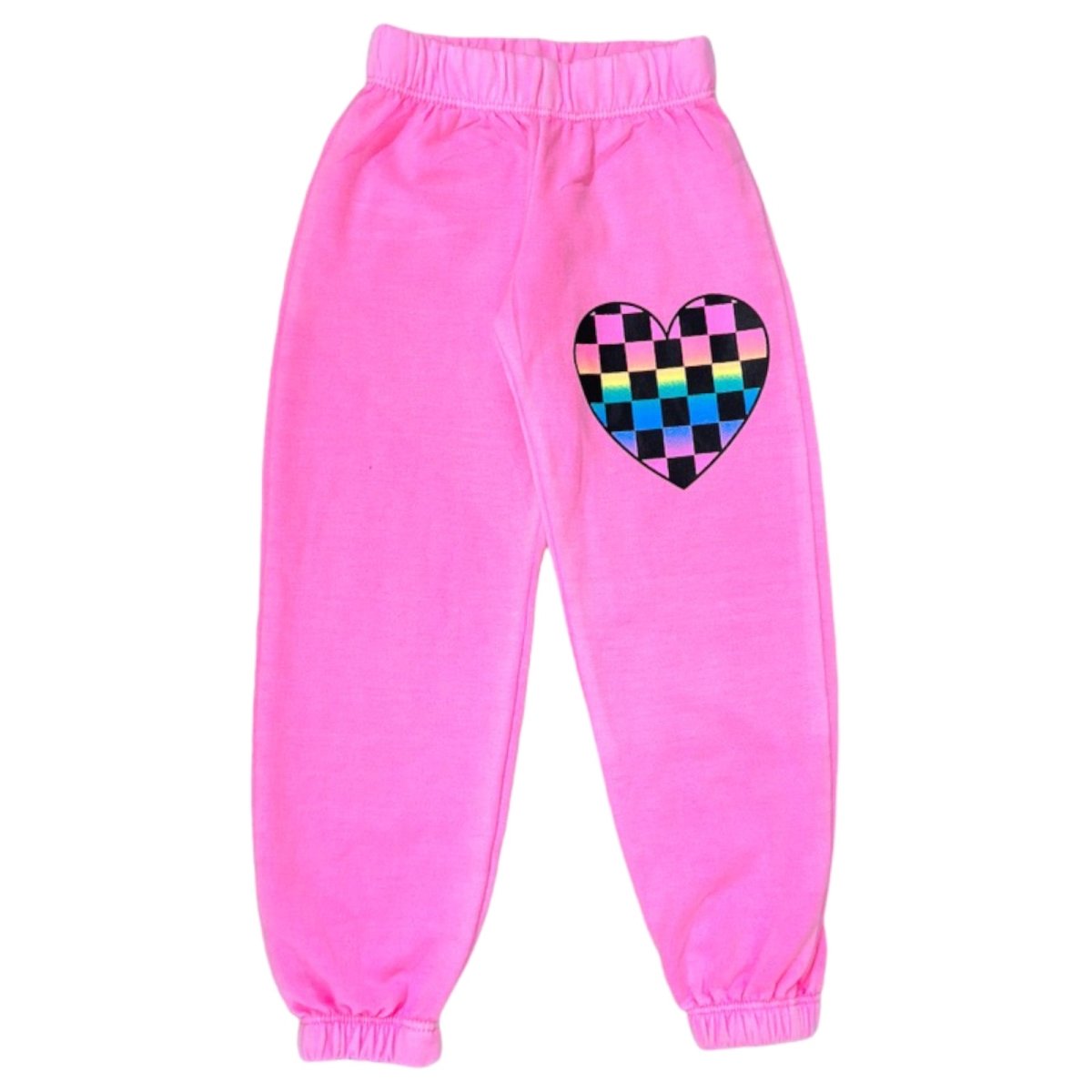 CHECKERED HEARTS NEON SWEATPANTS - FIREHOUSE