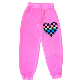 CHECKERED HEARTS NEON SWEATPANTS - FIREHOUSE