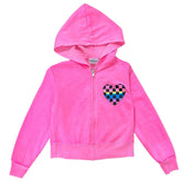 CHECKERED HEARTS NEON ZIP UP HOODIE - FIREHOUSE