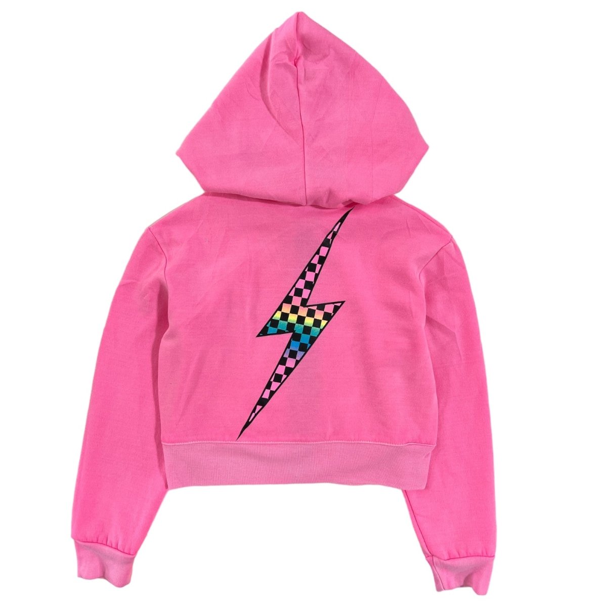 CHECKERED LIGHTNING BOLT ZIP UP HOODIE