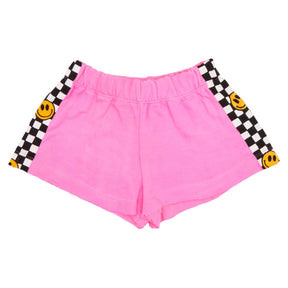 CHECKERED SMILEY FACE SHORTS - FLOWERS BY ZOE