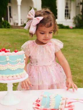CLOUD BEAR TIERED PARTY DRESS (PREORDER) - HUXBABY