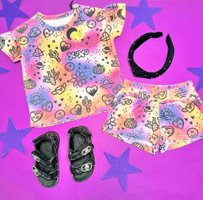 COSMIC SUNSET RUFFLE SLEEVE TSHIRT - CHASER KIDS