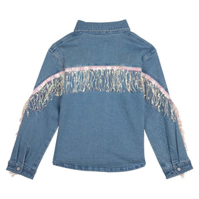 DENIM BUTTON DOWN W/ SEQUIN TRIM - BUTTON DOWNS