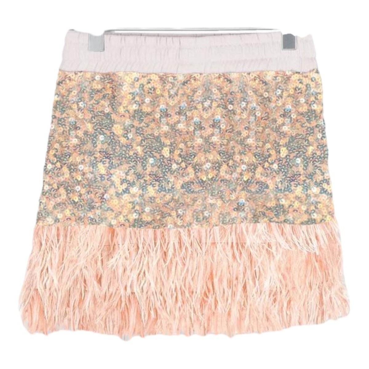 EMBELLISHED SEQUIN SKIRT W/ FEATHERS (PREORDER) - ANDORINE