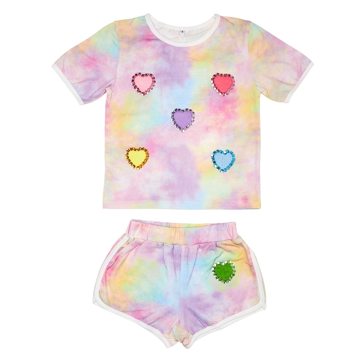 EMMA HEART PATCHES TIE DYE TOP AND SHORTS SET (PREORDER) - MINI DREAMERS