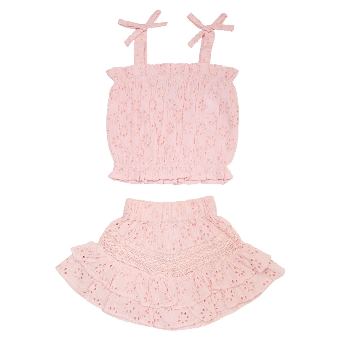 EYELET TOP AND RUFFLE SKIRT SET - SET