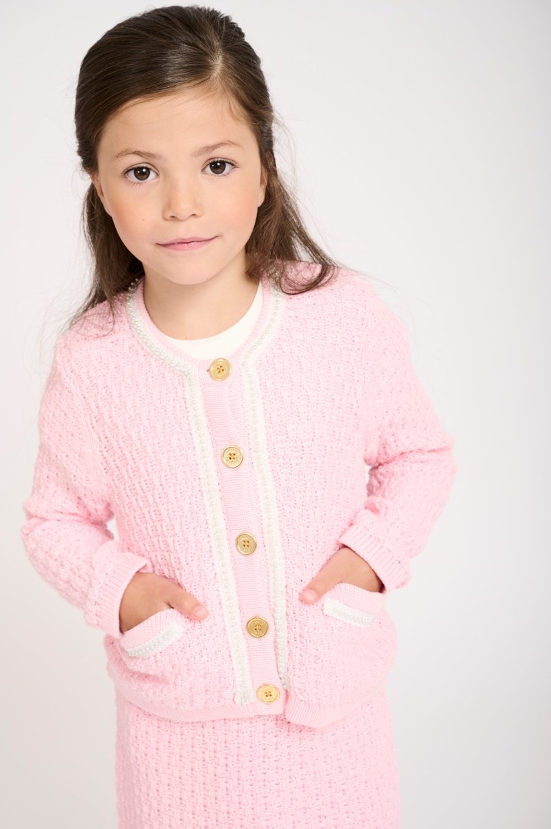 FAYETTE PEARL TRIM KNITTED CARDIGAN - CARDIGANS