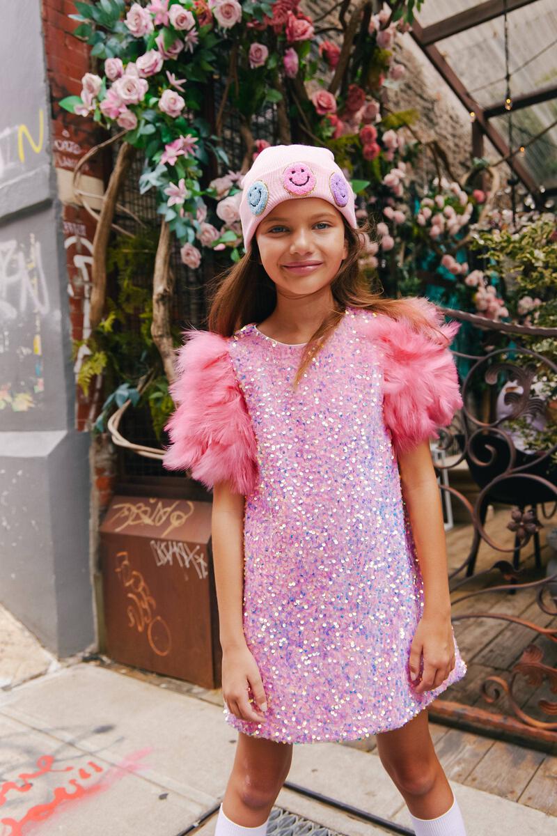 FEATHER SEQUIN PARTY DRESS (PREORDER) - LOLA AND THE BOYS