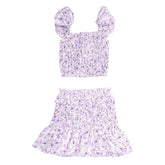 FLORAL SMOCKED TOP AND RUFFLE SKIRT SET - SET