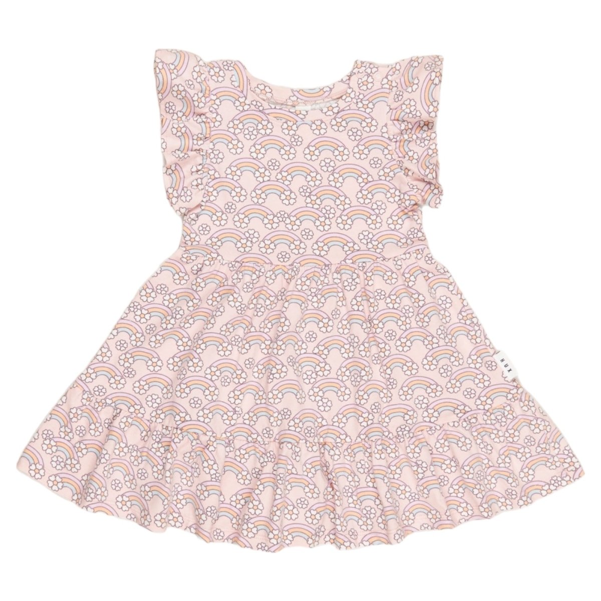 FLOWER BOW FRILL DRESS - HUXBABY