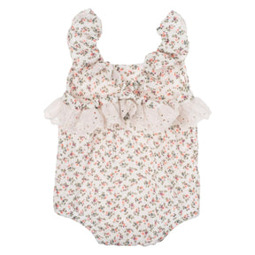 FLOWER PRINT ONESIE W/ LACE - ONESIES