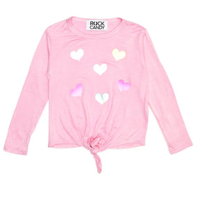 FOIL HEARTS LONG SLEEVE TSHIRT - LONG SLEEVE TOPS