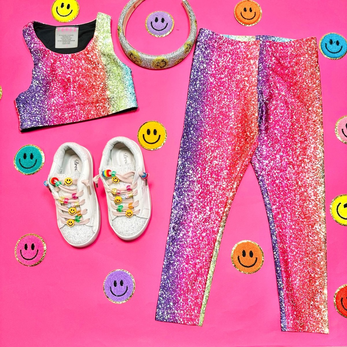 FOIL METALLIC RAINBOW GLITTER LEGGINGS - TEREZ