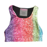 FOIL METALLIC RAINBOW GLITTER SPORTS BRA - TEREZ
