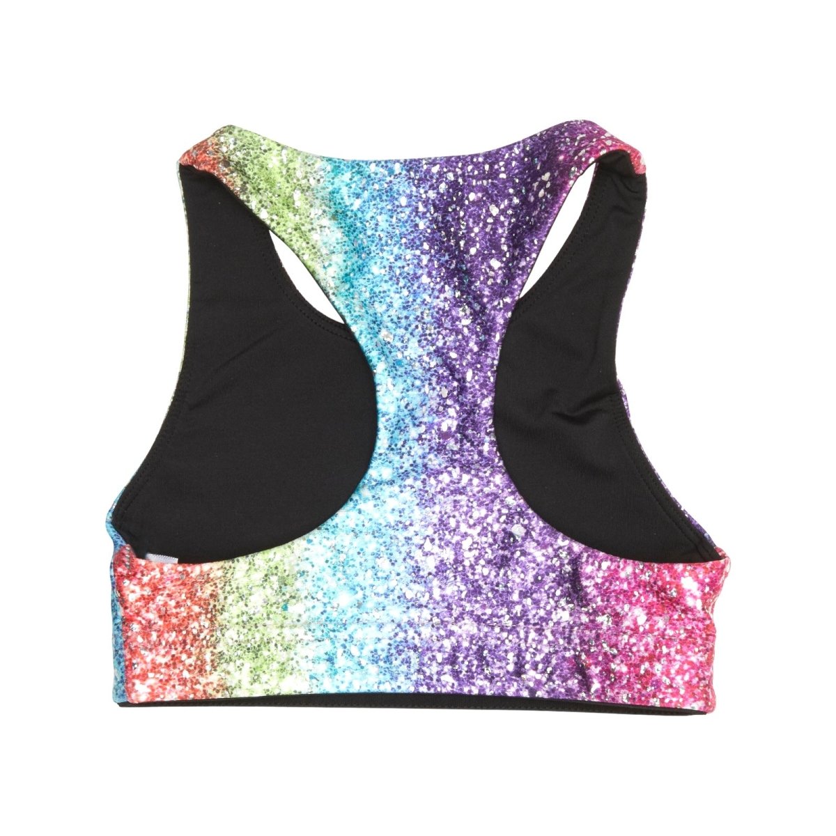 FOIL METALLIC RAINBOW GLITTER SPORTS BRA - TEREZ