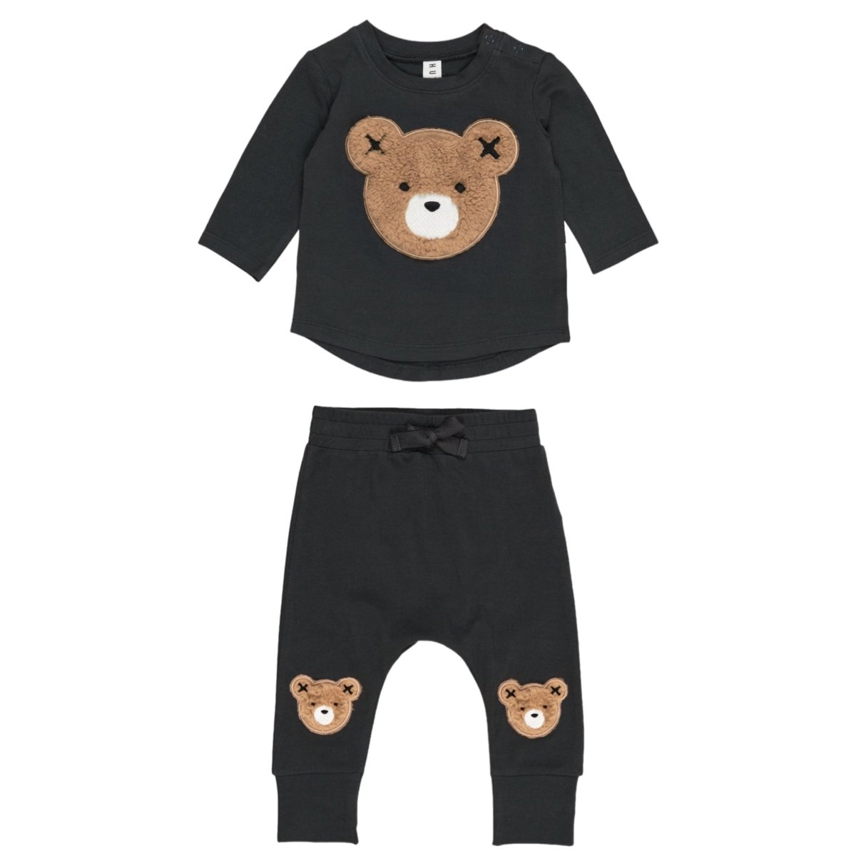 FUZZY HUX BEAR LONG SLEEVE TOP AND BOTTOMS SET - HUXBABY