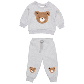 FUZZY HUX BEAR SWEATSHIRT AND SWEATPANTS SET - HUXBABY