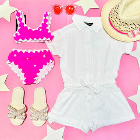 GAUZE BEACH COVER UP ROMPER - ROMPERS