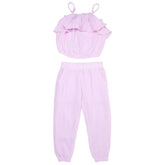GAUZE RUFFLE TANK AND PANTS SET - SET