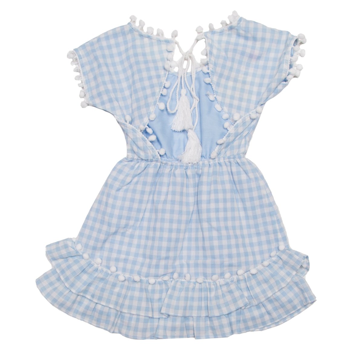 GINGHAM NISSI POM POM DRESS - DRESSES