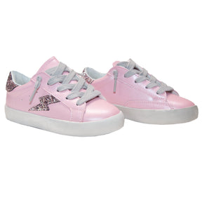 Rose Glitter Lightning Bolt Sneakers 21 / Pink by Mini Dreamers