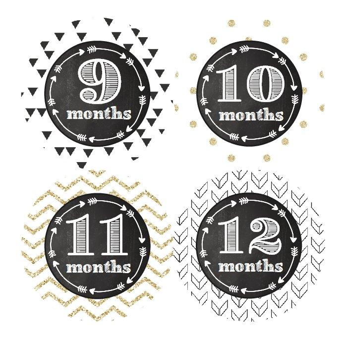 GLITTER PATTERM MONTHLY BABY STICKERS - MONTHLY STICKERS