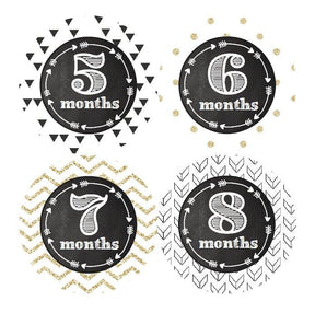 GLITTER PATTERM MONTHLY BABY STICKERS - MONTHLY STICKERS