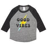 GOOD VIBES LIGHTNING BOLT RAGLAN TSHIRT - ROCK CANDY