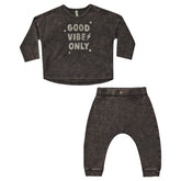 GOOD VIBES LONG SLEEVE TOP AND SLOUCHY PANTS SET - SET