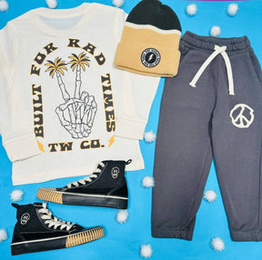 GOOD VIBES PEACE SIGN SWEATPANTS - TINY WHALES