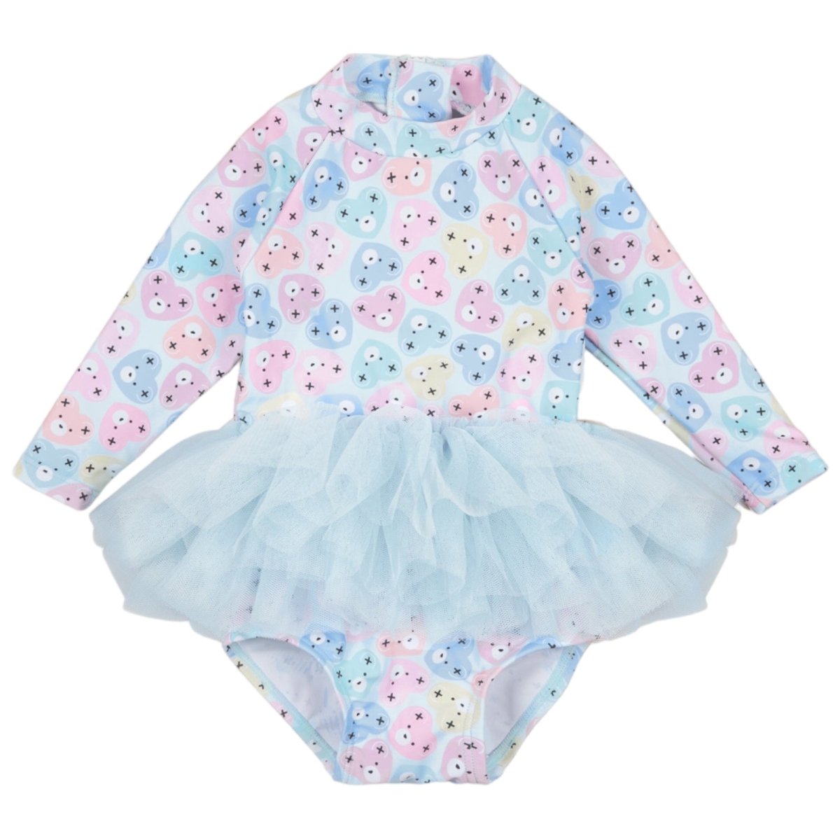 HEART BEAR TUTU ONE PIECE SWIMSUIT - HUXBABY